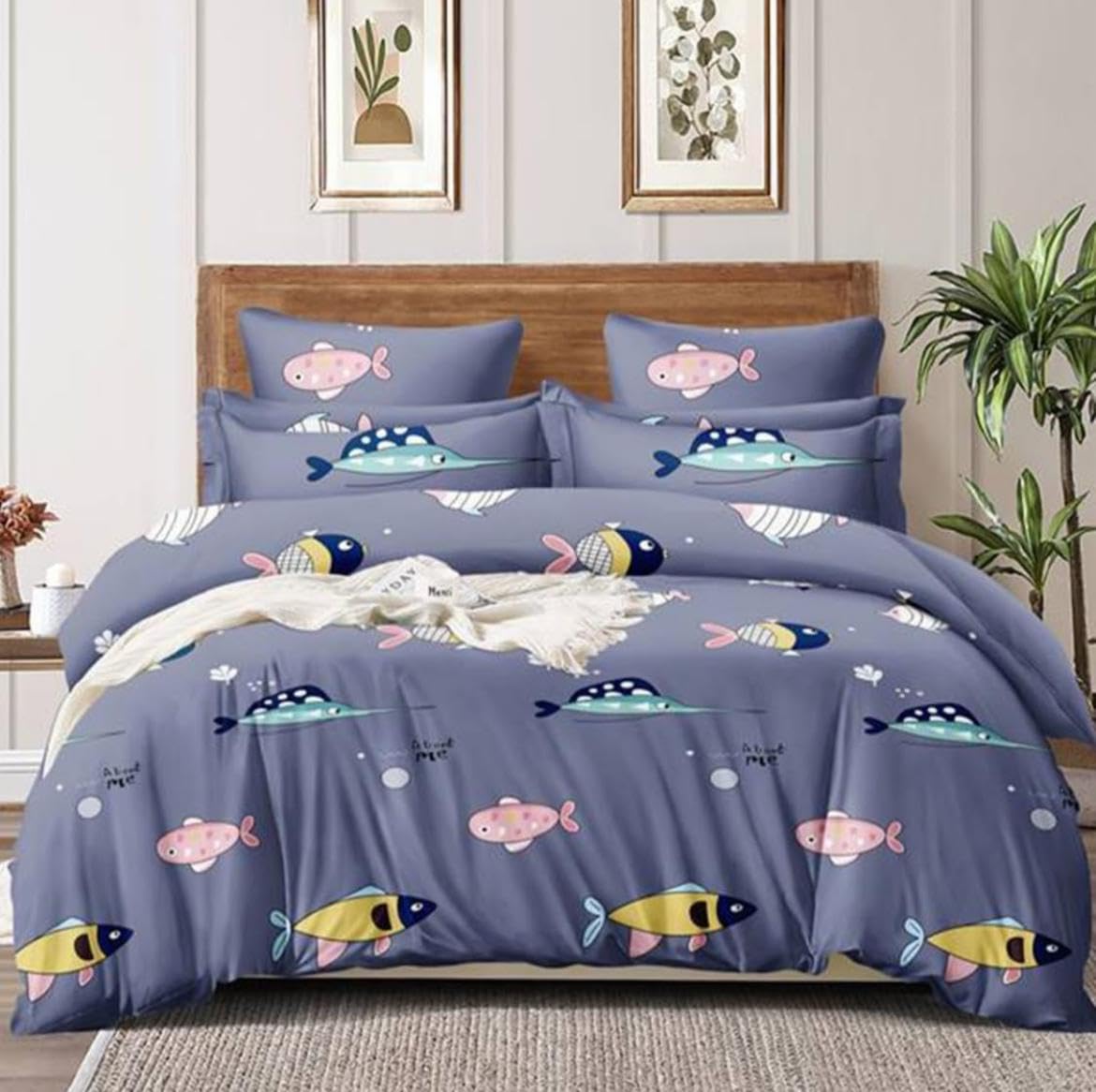 Goldzen All Season Double Bed Kids Ac Comforter | Duvet | Blanket | Quilt. Size (90 X 100 Inches).Purple (Cartoon Print)