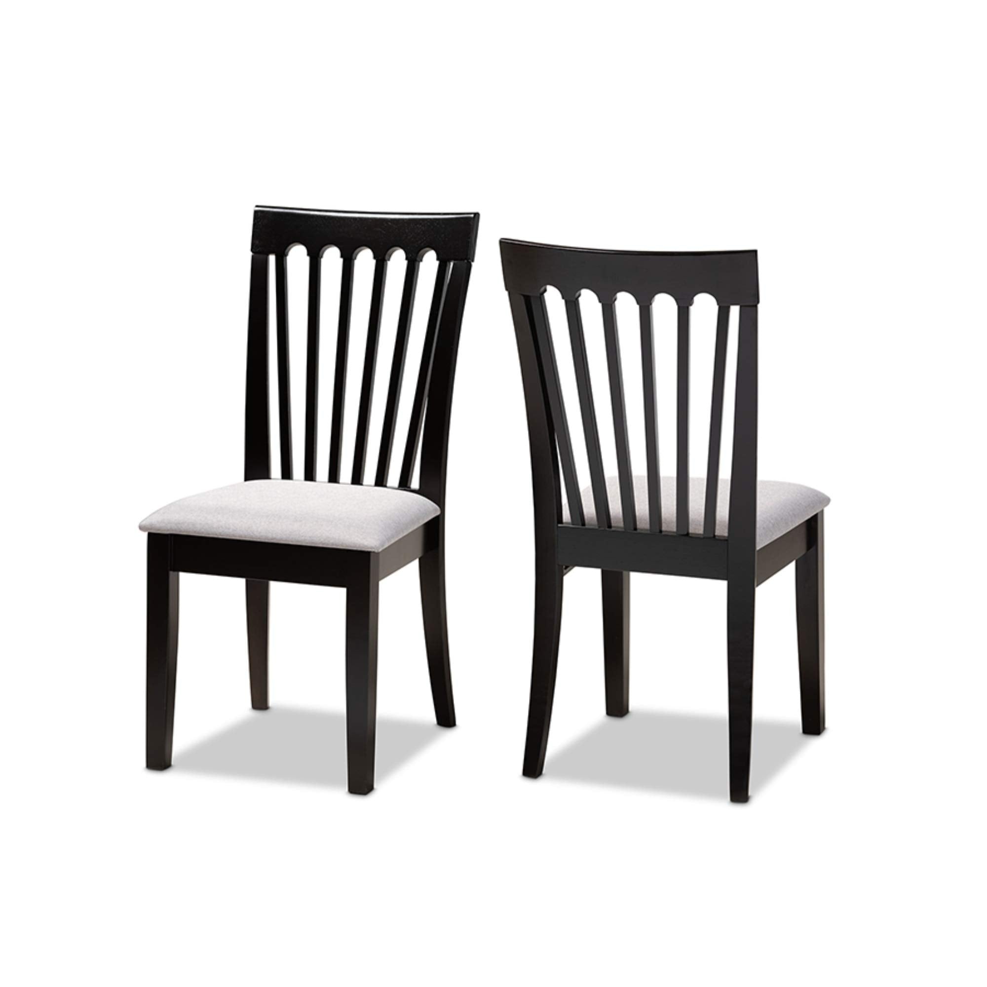 Baxton Studio Minette Modern and Contemporary Gray Fabric Upholstered and Espresso Brown Finished Wood 2-Piece Dining Chair Set