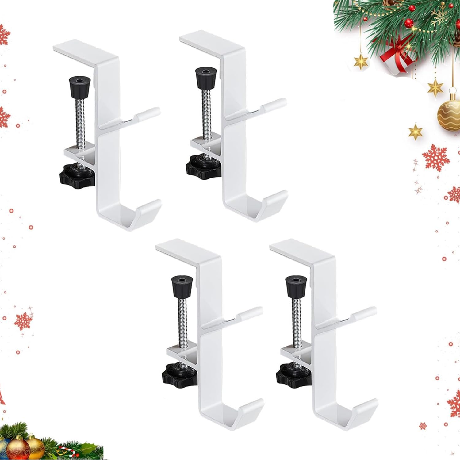 Guojanfon 4 Pack Christmas Stockings Holder Hanger,Metal Hooks for Hanging Christmas Stockings,Stocking Holders for Christmas De