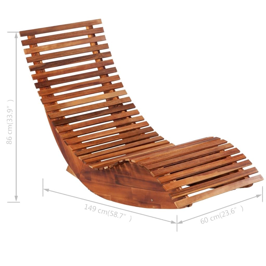 vidaXL Rocking Chair 2 Pcs, Chaise Lounge Outdoor Daybed, Patio Rocking Sun Lounger Chair for Sunbathing, Retro Style, Solid Wood Acacia