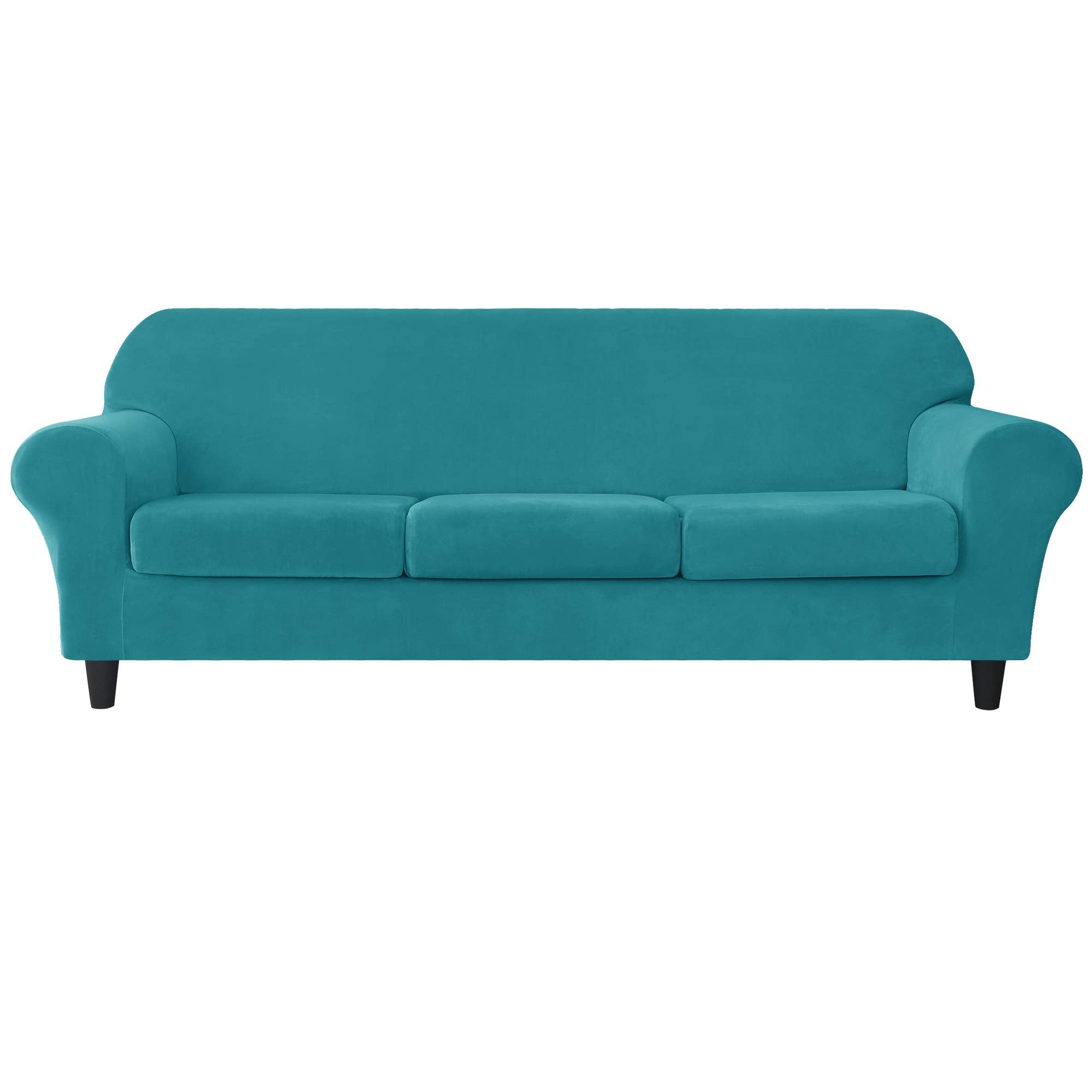 Obcreat 4 Pieces Sofa Slipcover Stretch Velvet Sofa Covers For 3 Cushion Couch Soft Couch Cover With Elastic Bottom Non Slip Fur