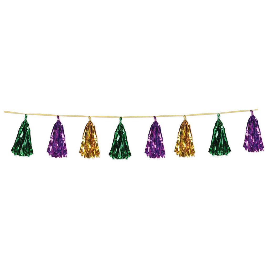 Beistle Beistle , 2 Piece Metallic Tassel Garlands, 9.75'' X 8', 9.75'' X 8', Green/Gold/Purple