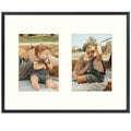 Golden State Art, 11x14 Black Aluminum Collage Frame, Displays Two 5x7 Pictures with Mat or One 11x14 Photo Without Mat, Rea