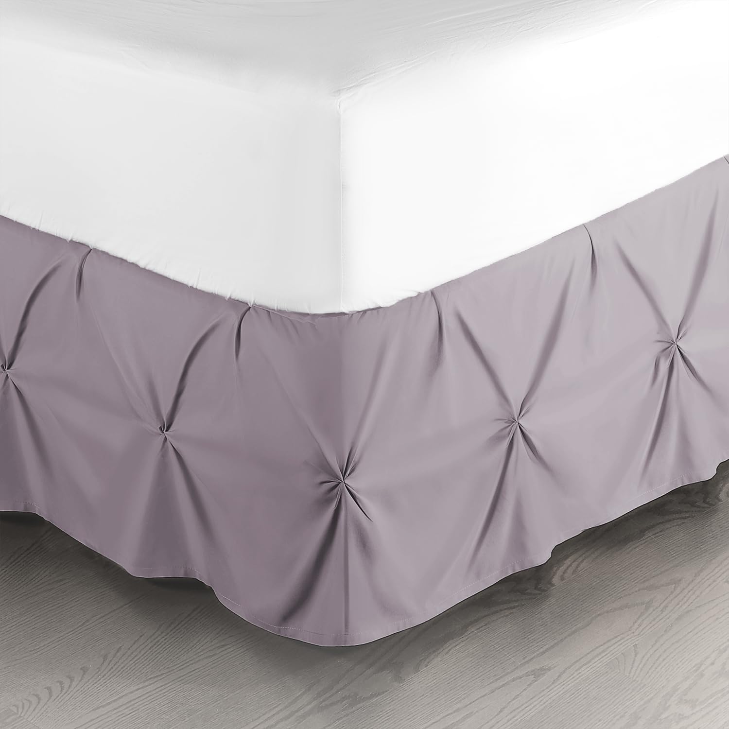 Nestl Dusty Purple Bed Skirt Cal King Size, Pinch Pleat Cal King Bed Skirt, 14' Drop Cal King Bedskirt, Hotel Quality Bed Skirts, Microfiber Bedskirt For Cal King Bed, Dusty Purple Cal King Bed Skirt