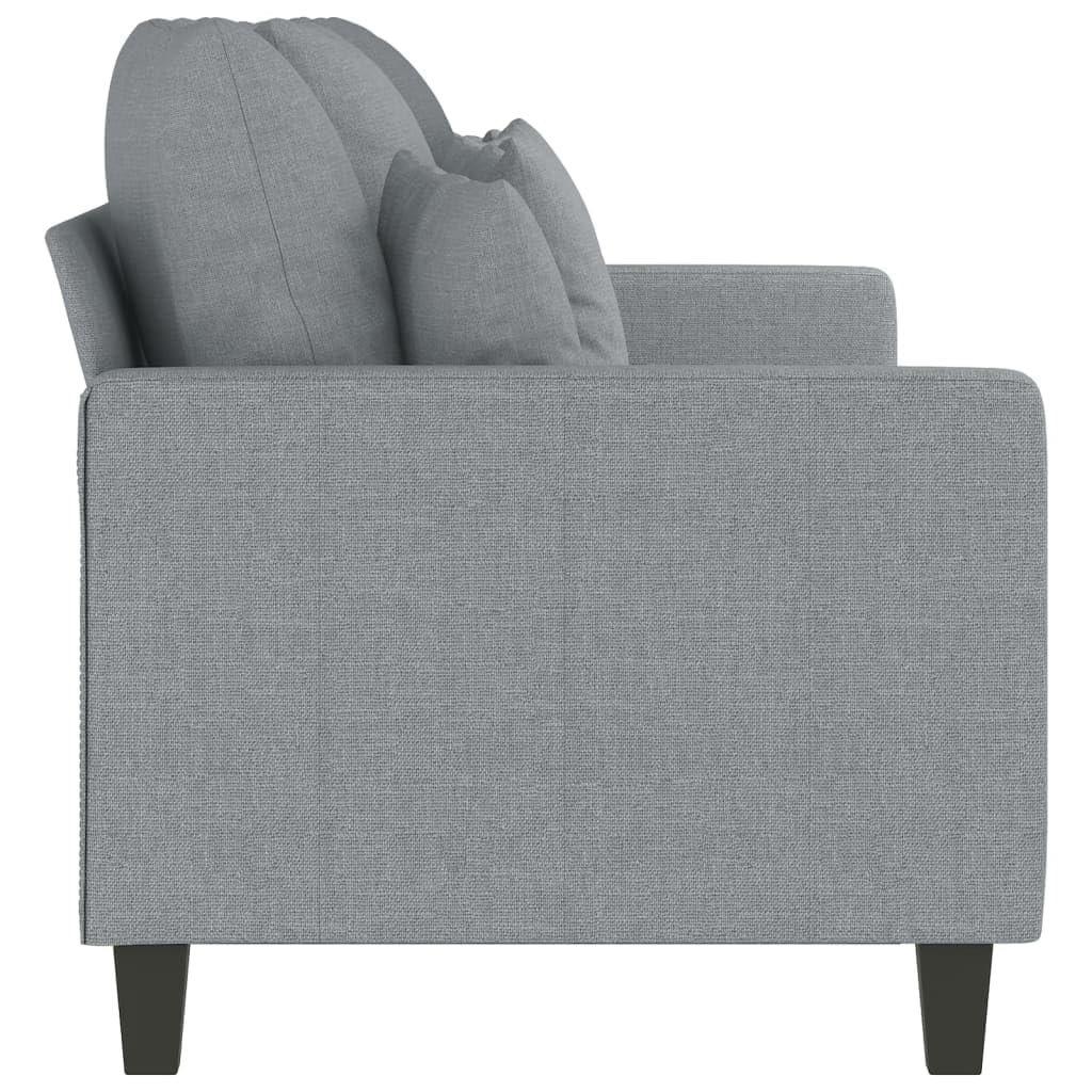 vidaXL 3-Seater Sofa - Light Gray Fabric with Metal Frame, Thickly Padded Seats, Armrests, & Back Pillows, Sturdy & Comfortable - Ideal for Home/Office/Lounge Area