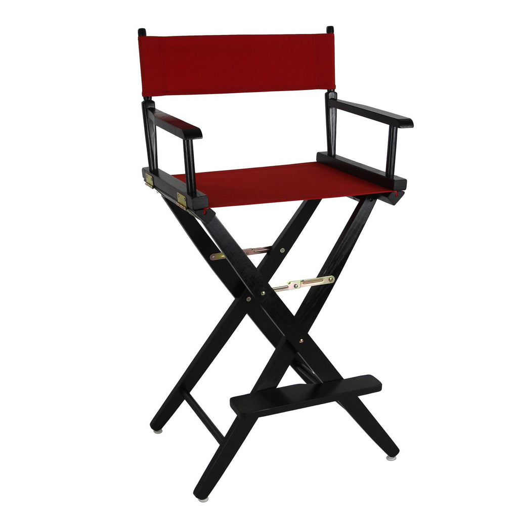 Yu Shan American Trails Extra-Wide 30-inch Premium American Oak Bar-Height Directors Chair Natural Frame/Royal Blue Canvas Natural Finish