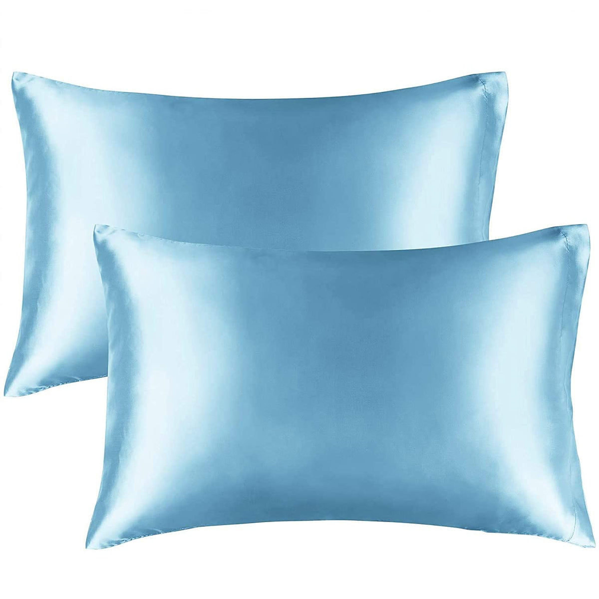 Bedelite Satin Silk Pillowcase For Hair And Skin, Blue Pillow Cases Standard Size Set Of 2 Pack Super Soft Pillow Case With Enve