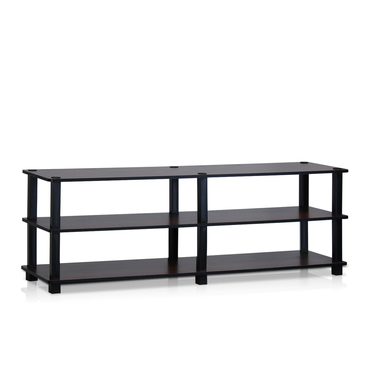 Furinno Turn-S-Tube No Tools 3-Tier Entertainment TV Stands, Dark Cherry and Black