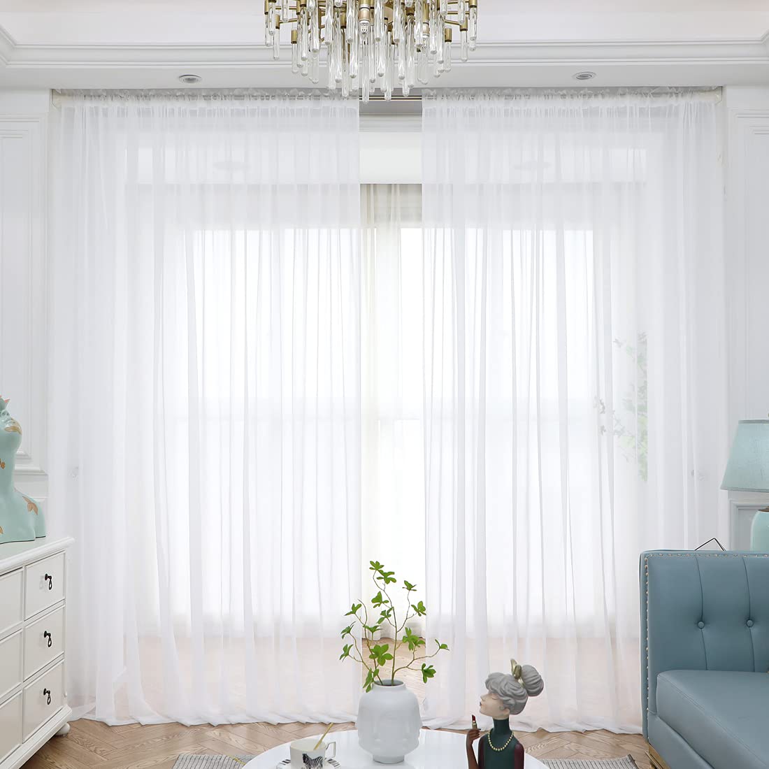 Window Ivory Sheer Curtains 48 Inches Width 72 Inches Long 2 Panels Sheer Curtains Clear Curtains Basic Rod Pocket Panel For Hom