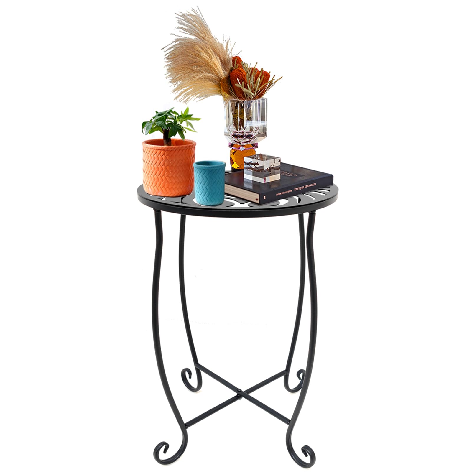 Fashion&Cool Outdoor Side Tables, Weather Resistant Metal Patio Side Table, Small Round Outdoor End Table Side Table For Patio Y