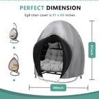 Boyspringg Patio Egg Chair Cover, 91X80 Inches, Extra Large Double Egg Chair Cover For Outdoor Furniture, Large Swing Hanging Egg Chair Covers Waterproof, Anti-Uv, Dust-Proof(Grey)
