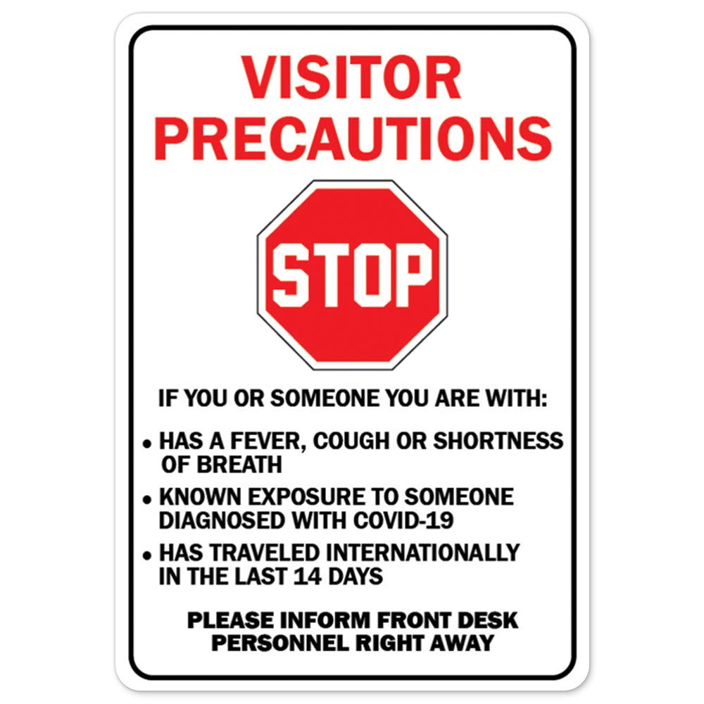 Covid-19 Notice Sign - Stop Visitor Precautions | Peel And Stick Wall Graphic | Protect Your Business, Class Room, Office & Inte