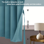 Jiuzhen Blackout Curtains With Tiebacks - Thermal Insulated, Light Blocking And Noise Reducing Grommet Curtain Drapes For Bedroom And Living Room, Set Of 2 Panels, Turquoise, 38 X 54 Inch Length
