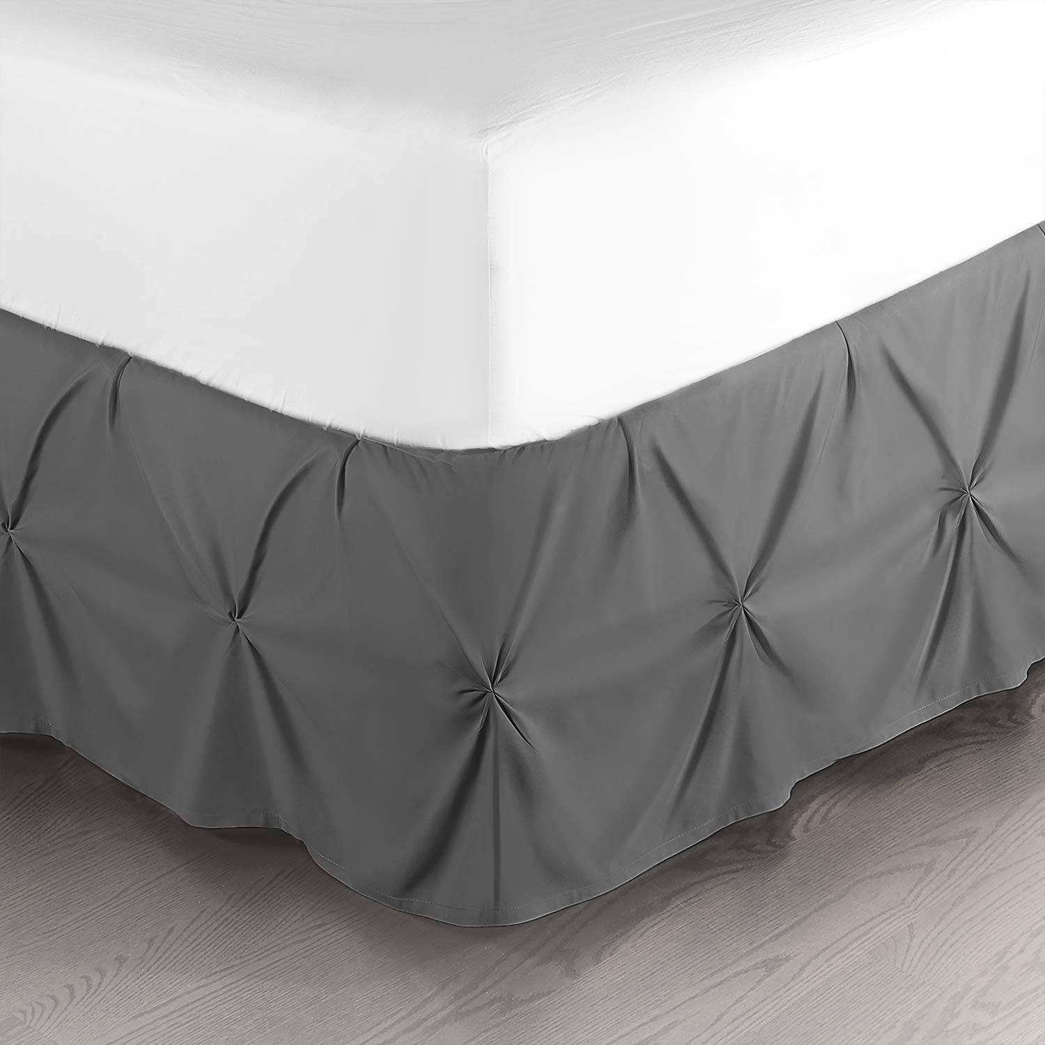 Nestl Grey Bed Skirt Cal King Size, Pinch Pleat Cal King Bed Skirt, 14' Inch Drop Cal King Bedskirt, Hotel Quality Grey Bed Skirts, Microfiber Bedskirt For Cal King Bed, Grey Cal King Bed Skirt