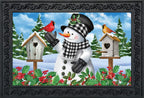 Briarwood Lane Checkered Snowman Winter Doormat Cardinal Pair Berries 30' X 18'