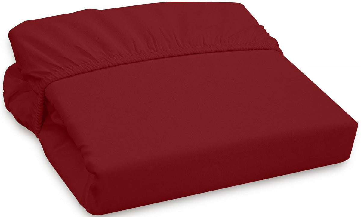 Royale Linens 300 Thread Count 100% Long Staple Combed Cotton Fitted Sheet - Super Soft Deep Pocket Bottom Sheet - Red Fitted Sh