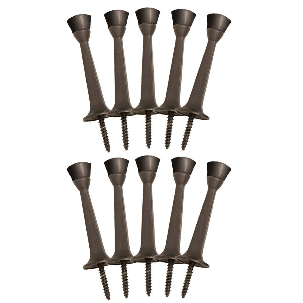 Door Stop Wall Protector With Rubber Tip, Design House Oil Rubbed Bronze Solid Steel Cast Door Stoppers, 10-Pack, 181743