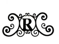 Bookishbunny Monogram Initial Letter A-Z Wrought Iron Metal Scrolled Door Wall Decoration Plaque Art, 24 x 11 inch 2mm Thick (R)