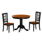 East West Furniture ANNI3-BLK-W 3 Piece Modern Dining Table Set Contains a Round Kitchen Table with Pedestal and 2 Dining Room Chairs, 36x36 Inch, Black & Cherry