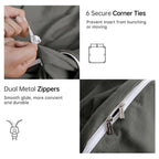 Jellymoni Gray Duvet Cover Full Size - 100% Washed Cotton Linen Like Textured Comforter Cover, 3 Pieces Breathable Soft Bedding
