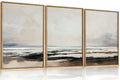 HOURIA Large Neutral Abstract Framed Wall Art Set,Neutral Gray Misty Landscape Wall Decor,Minimalist Dark Wall Painting,Watercol