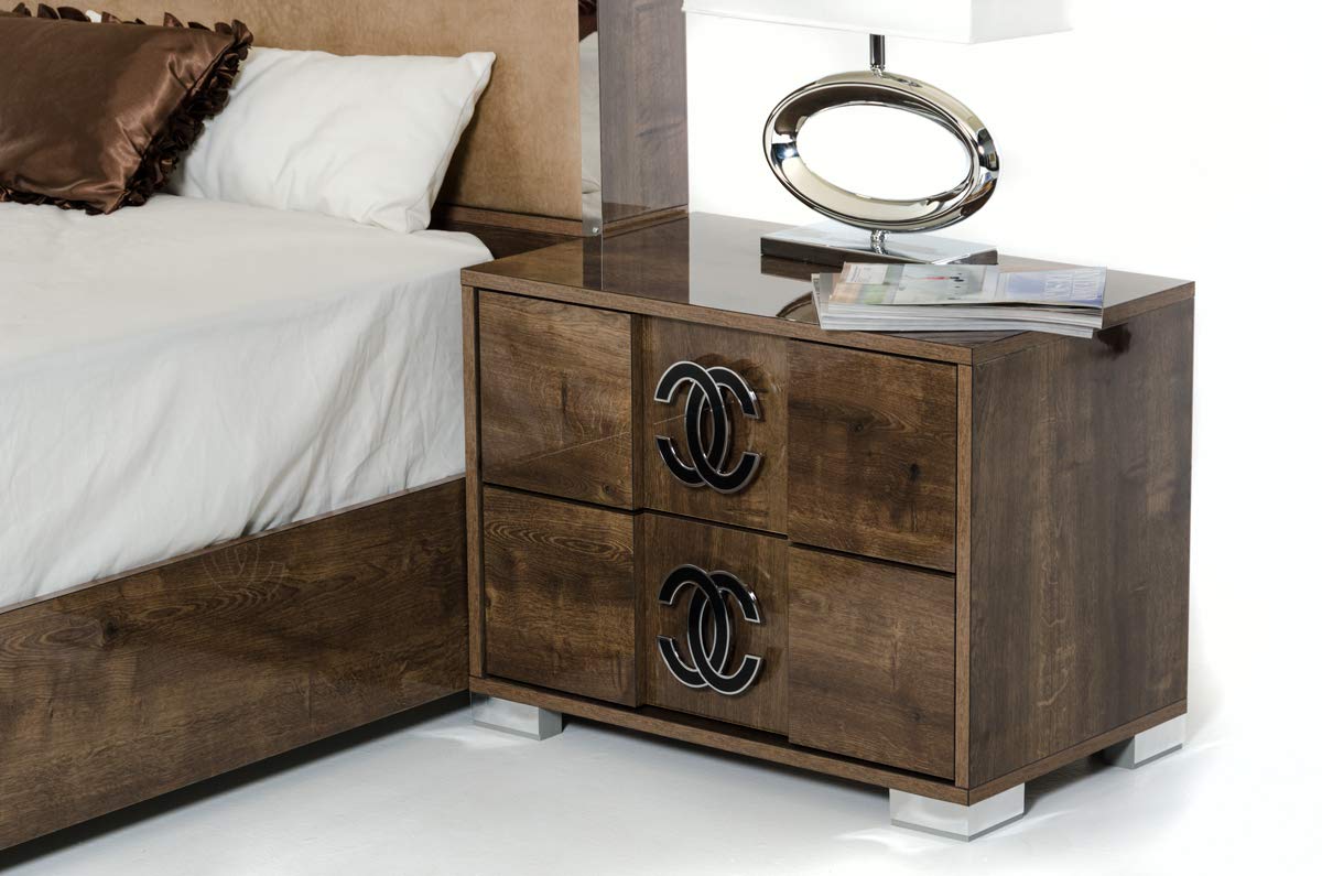 HomeRoots MDF, Veneer, Chrome 20' MDF, Veneer, and Chrome Nightstand