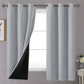 Youngstex Light Grey 100% Blackout Curtains For Bedroom, Grommet Full Room Darkening Drapes With Thermal Insulated Liner For Liv
