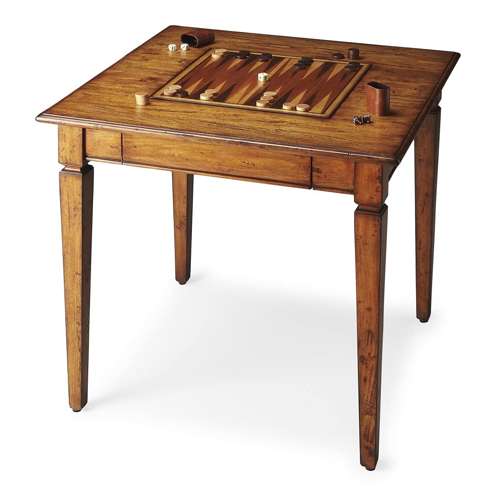 HomeRoots Light Brown Gemelina Wood Solids Breckinridge Rustic Game Table