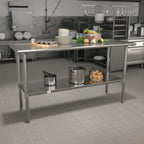 Flash Furniture Reese NSF Certified Stainless Steel Kitchen Prep and Work Table, Commercial Work Table with Storage, 60" W x 24" D x 34.5" H, Silver