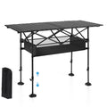 ALPHA CAMP Folding Camping Table, Portable Roll-up Table with Adjustable Height, Large Storage Bag and Carrying Bag, Tall Alumin