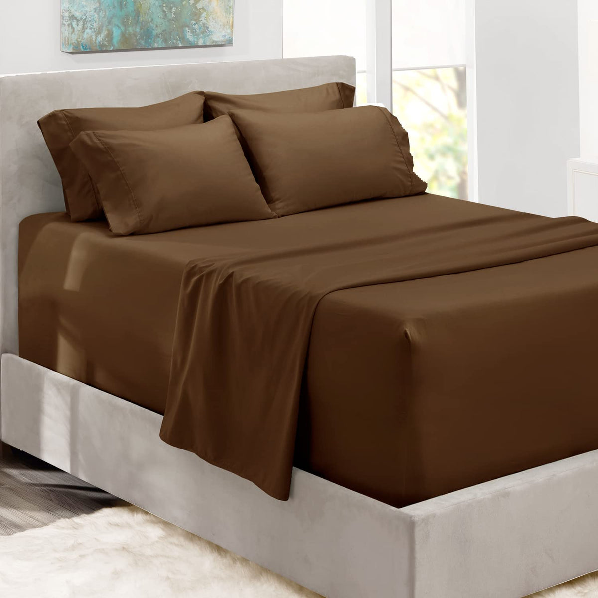 Hearth & Harbor Extra Deep Pocket Sheets  Fits Mattress 1824 Inches Deep  Extra Deep Pocket Queen Sheets Sets  6 Piece Queen
