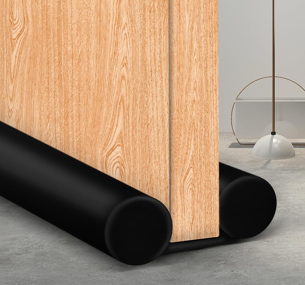 Maxtid Door Draft Stopper For Smaller 30' Interior Doors Black Door Draft Blocker For Bedroom Doors Fits 0.5' To 1.2' Door Gaps