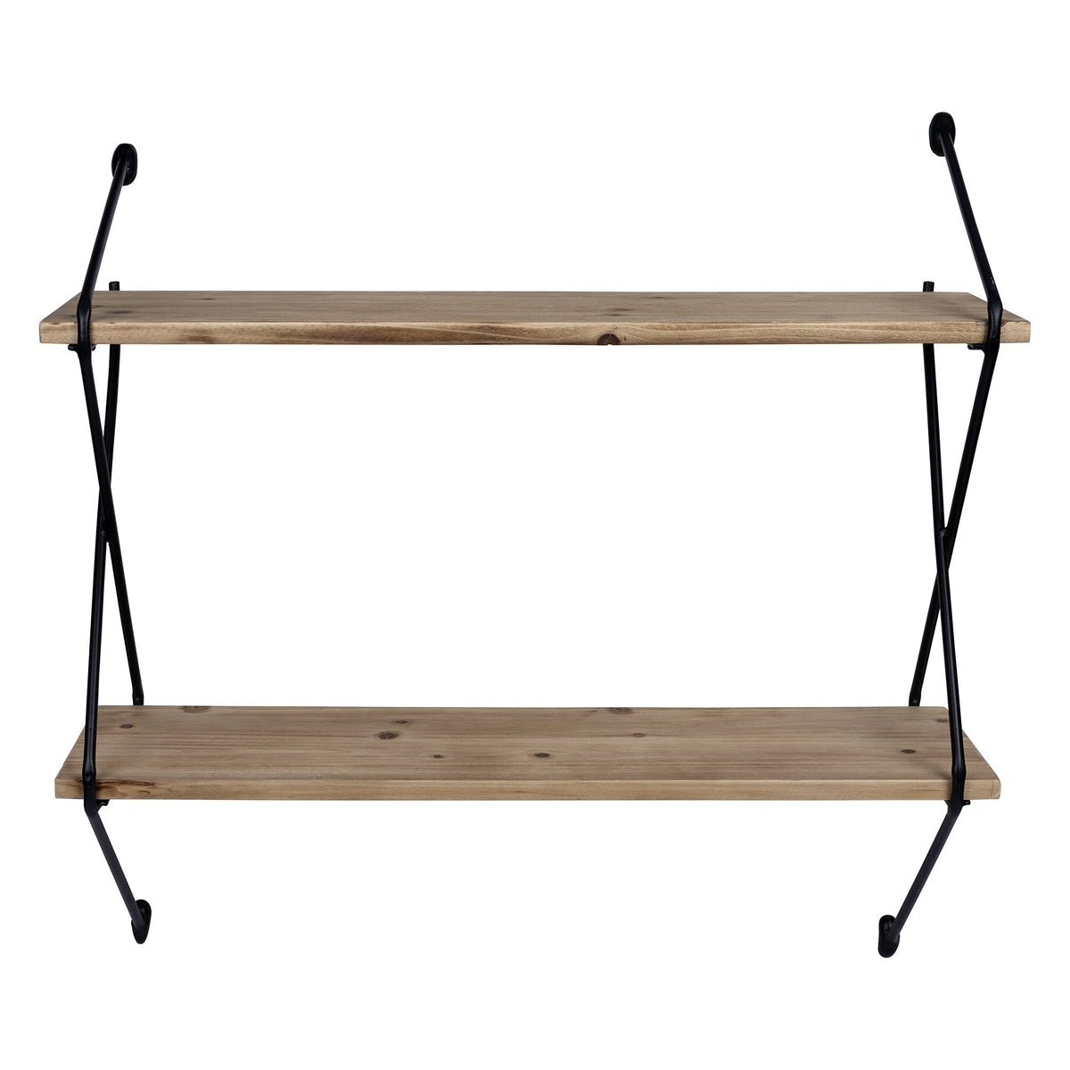 HomeRoots Multi 70% Wood 30% Metal Two Tier Metal and Wood Wall Shelf