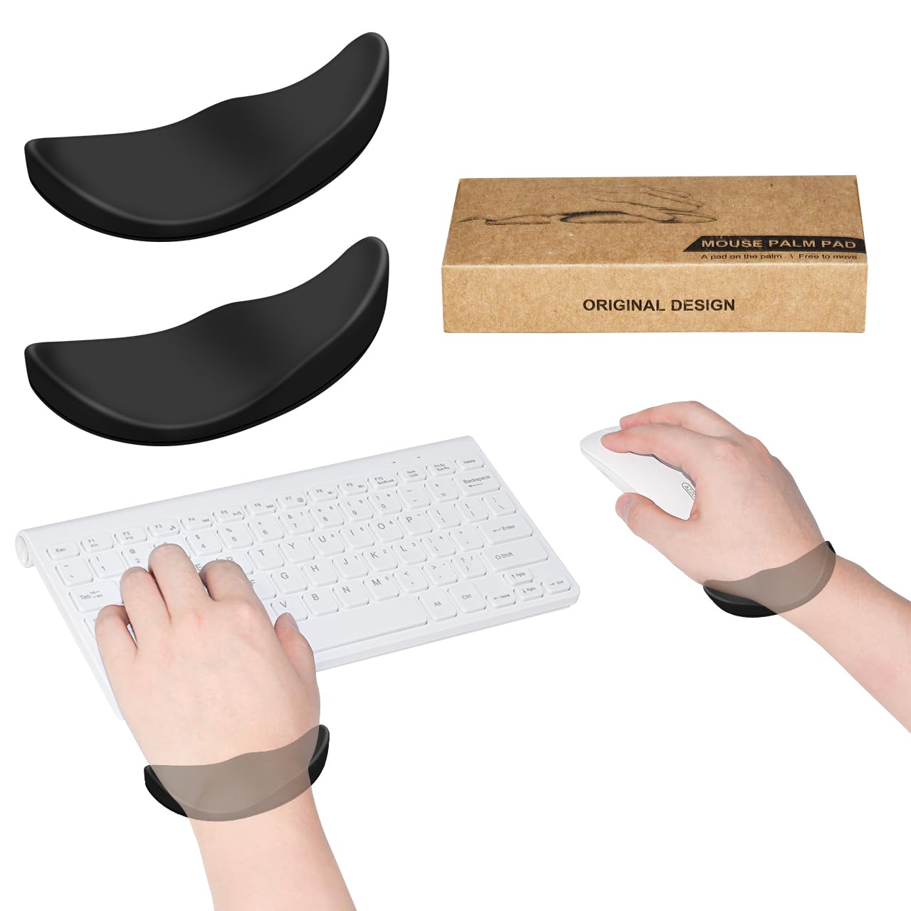 Jikiou Left-Handed And Right-Handed Truly Ergonomic Wrist Rest For Mouse And Keyboard, Carpal Tunnel Support, Pain Relief, Anti-