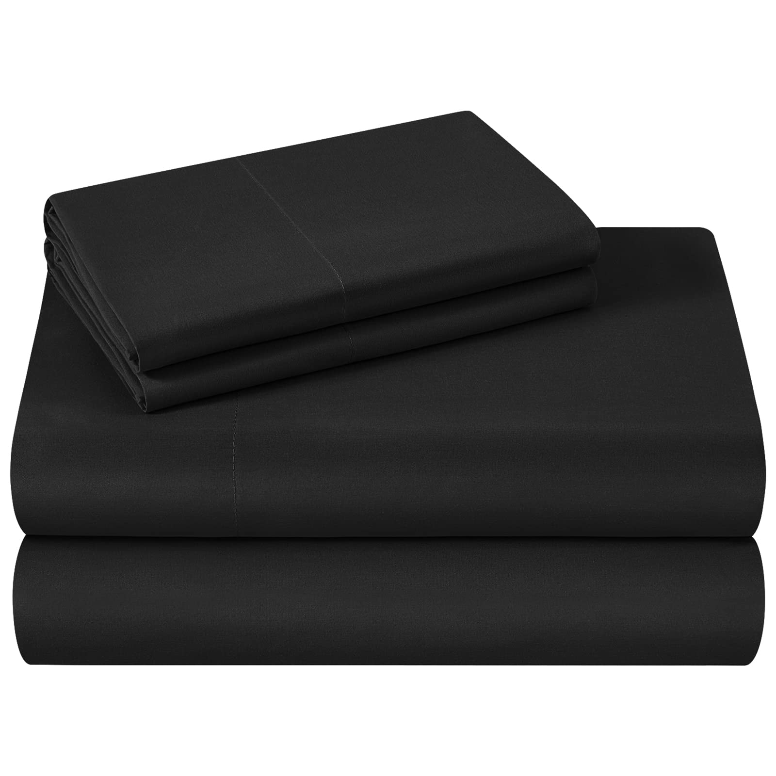 Homeideas Queen Size Bed Sheets - 4 Piece Set (Black) - Extra Soft Brushed Microfiber 1800 Bedding Sheets, Deep Pocket, Wrinkle & Fade Free