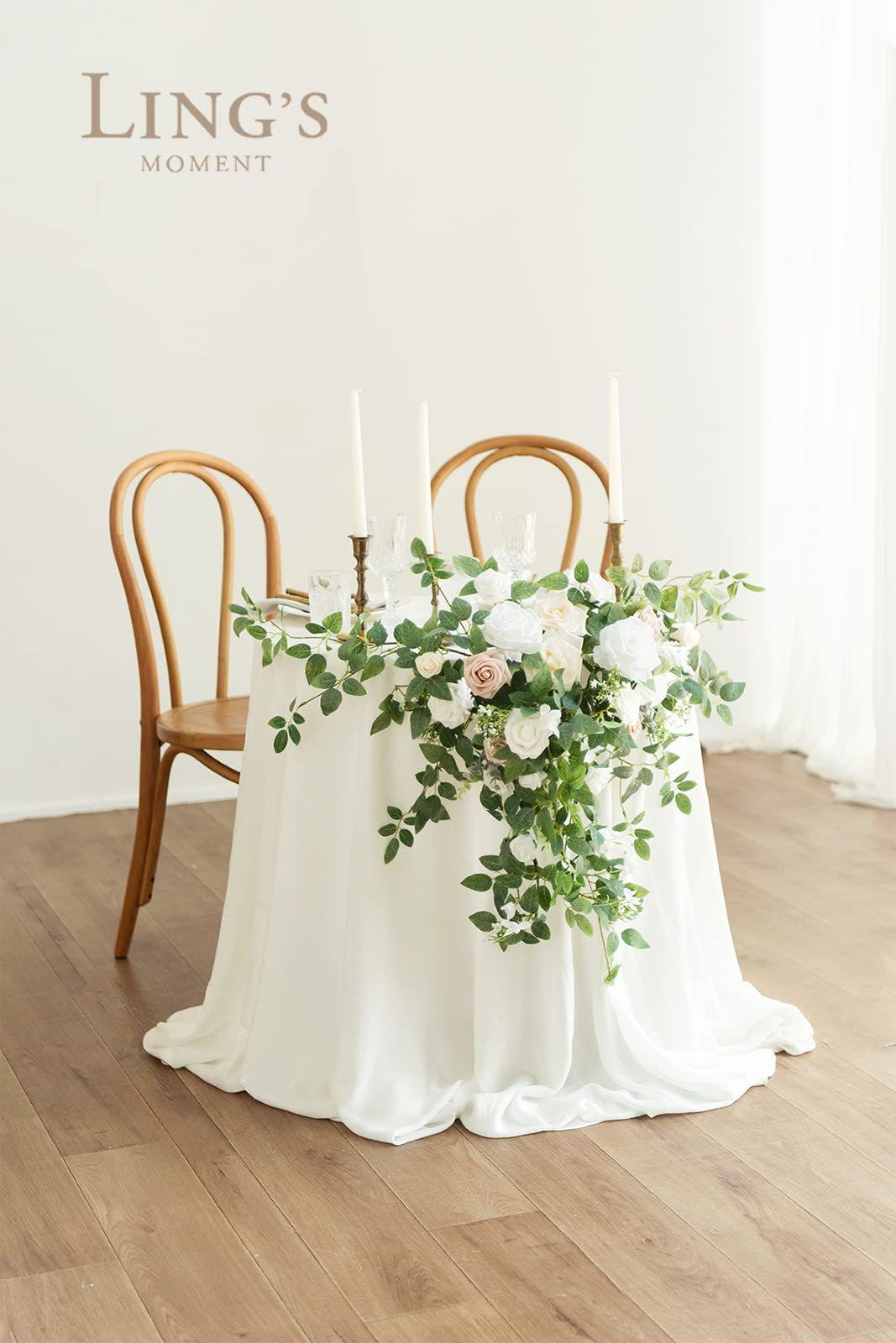 Ling'S Moment 2Pcs Artificial Floral Swags Arch Flowers Wedding Centerpieces Flower Rose Garland Greenery Arrangements For Sweet