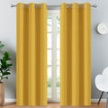 Yakamok Blackout Curtains Room Darkening Thermal Insulated Window Panels,Solid Grommet Top Drapes For Bedroom(38X84 Inch, Mustar