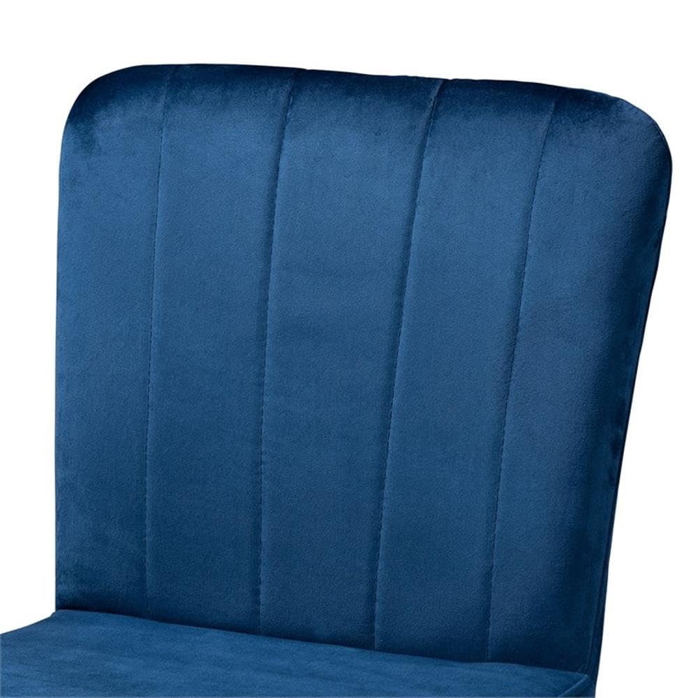 Baxton Studio Preston Modern Luxe and Glam Navy Blue Velvet Fabric Upholstered and Two-Tone Black and Gold Finished Metal 2-Piece Bar Stool Set