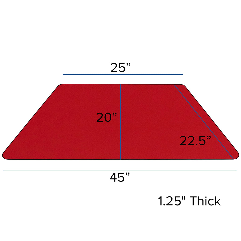 Flash Furniture Mobile 22.5''W x 45''L Trapezoid Red HP Laminate Activity Table - Standard Height Adjustable Legs
