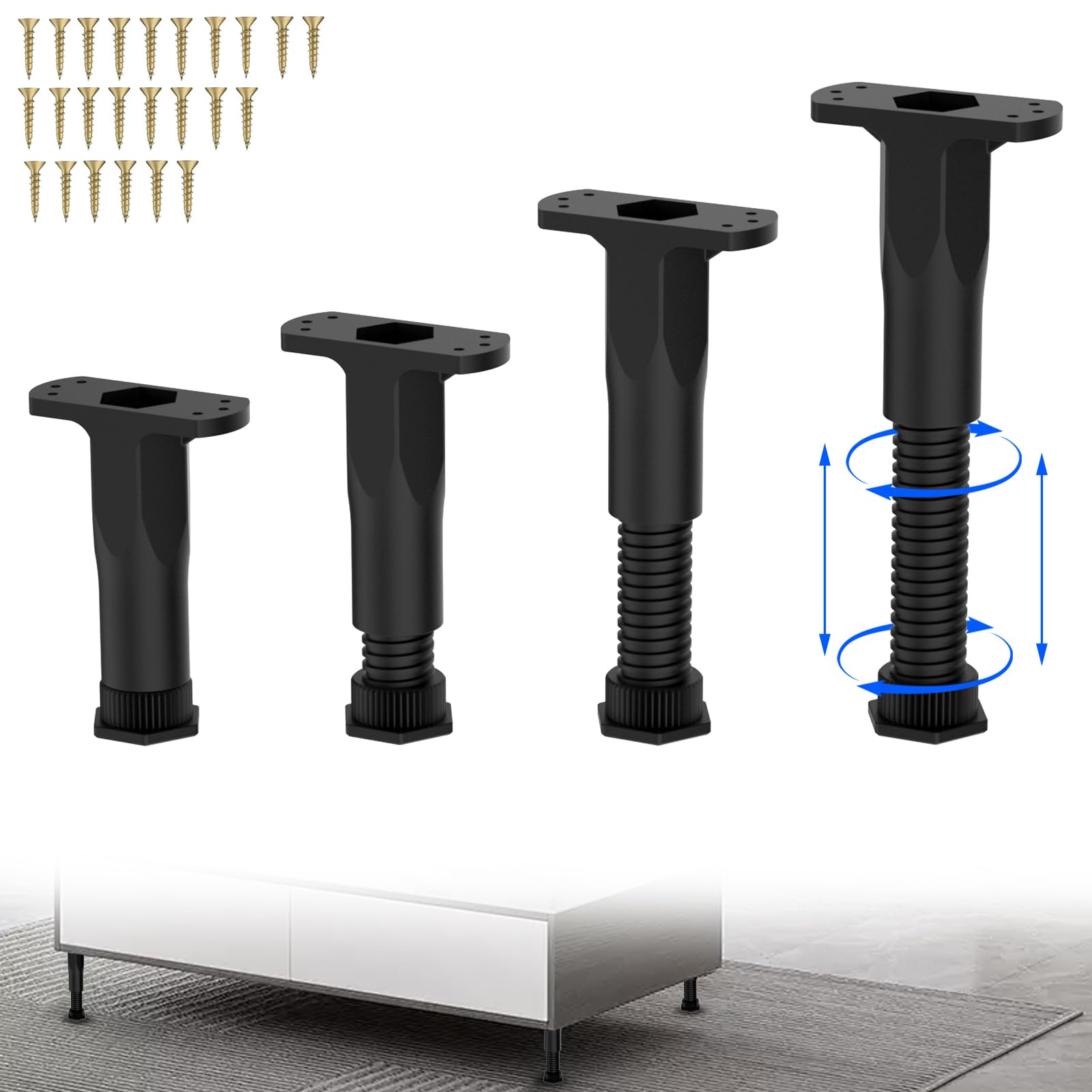 SKMYL Adjustable Height Center Support Leg for Bed Frame,Bed Center Slat Support Leg (5.1~8.5(4PCS))