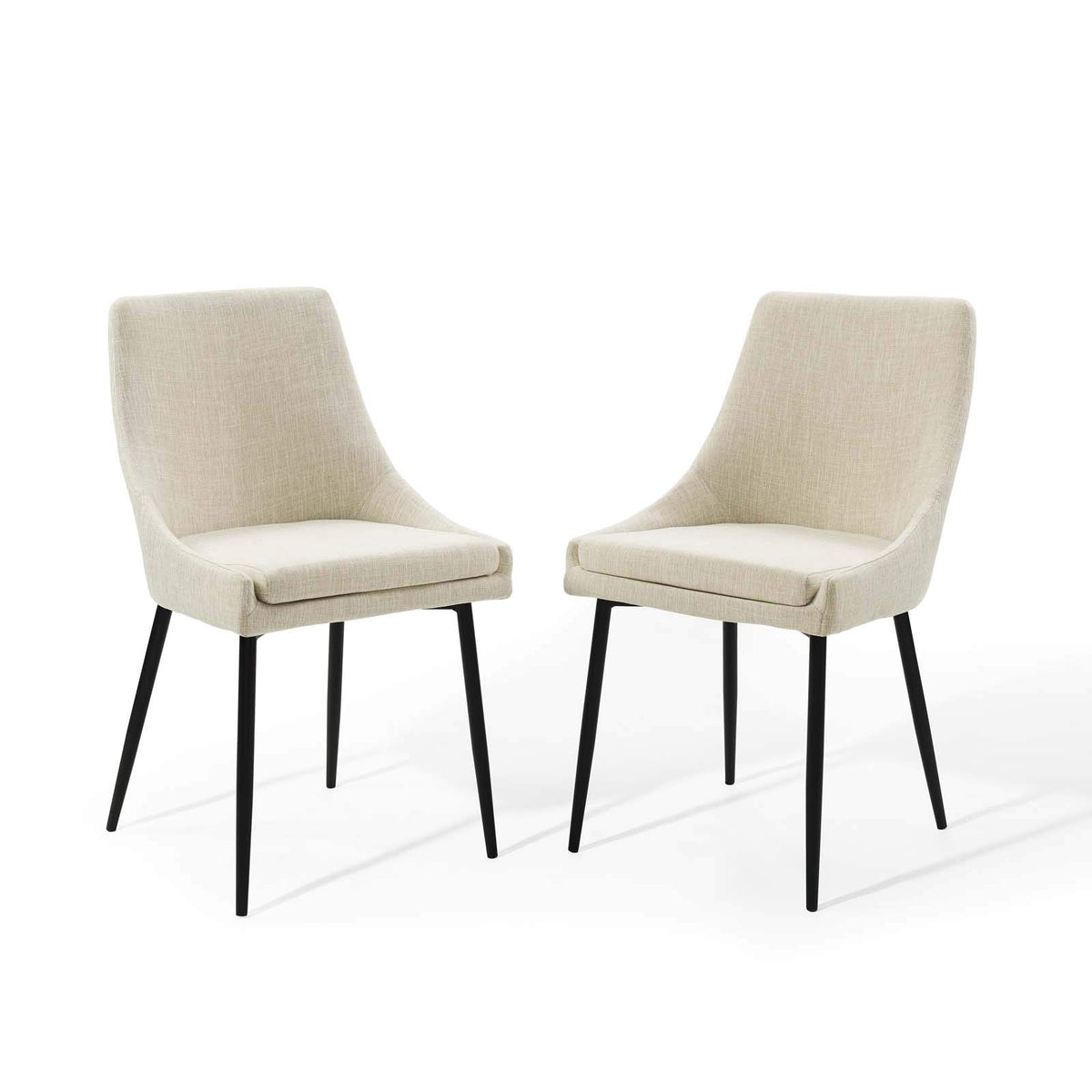 Modway Viscount Upholstered Fabric Dining Chairs - Set of 2, Black Beige