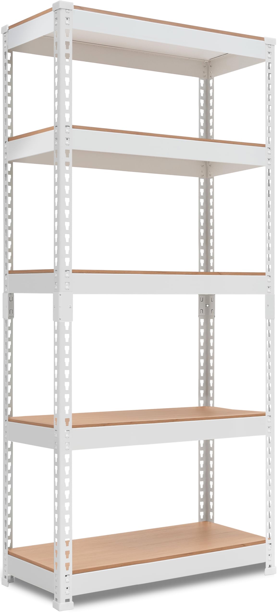 Homedant 5 Tier Laminated White Boltless Metal Shelving Unit Adjustable Garage Storage Utility Rack Heavy Duty Shelves Organizat
