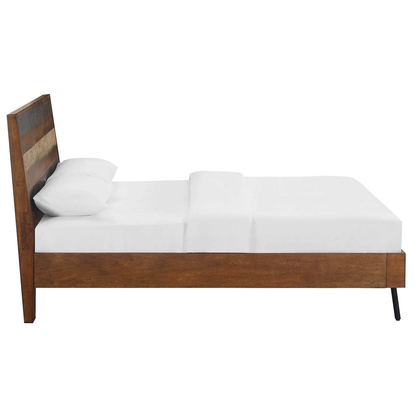 Modway Arwen Rustic Wood Queen Platform Bed Frame With Headboard In Walnut