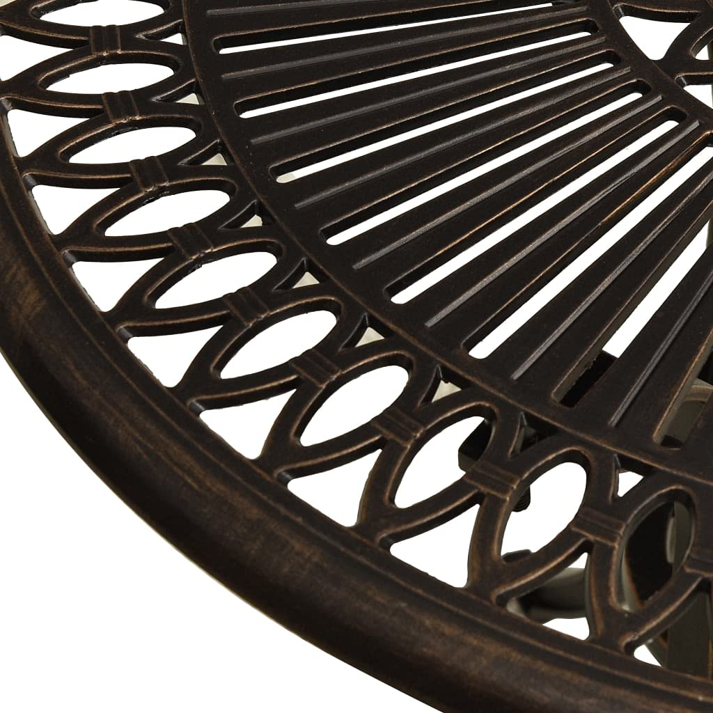 vidaXL Cast Aluminum Patio Table, Round Outdoor Table with Umbrella Hole, Bronze, 24.4"x25.6", Weather Resistant, Stable and Sturdy, Suitable for Patio, Garden, Yard