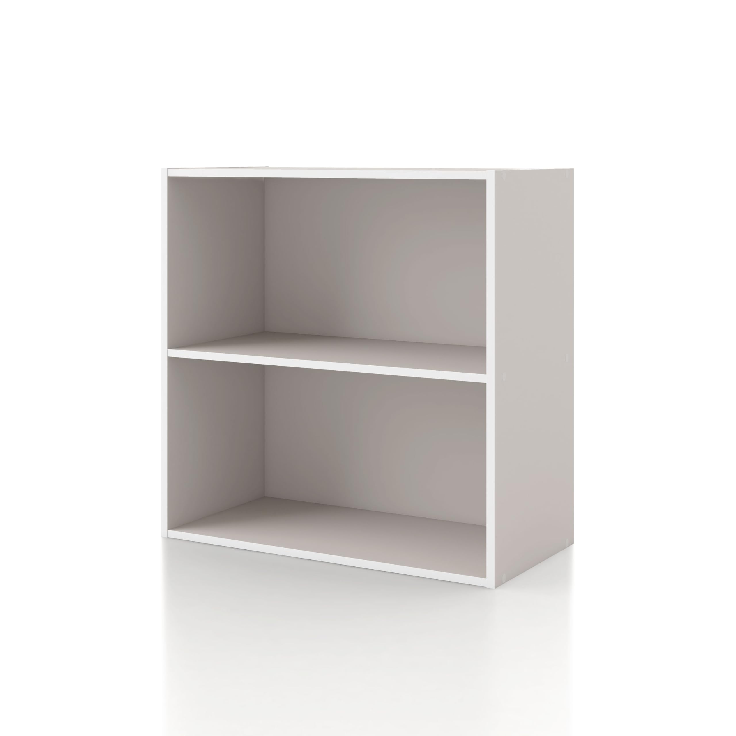 Homes: Inside + Out Apexa 2-Tier Cube Storage Organizer Shelves, Stackable Wood Bookcase Fits Cubby Bins For Organization, Dorm Teen Room Decor & Home Office, Taupe Grey