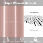 Jiuzhen Blackout Curtains With Tiebacks - Thermal Insulated, Light Blocking And Noise Reducing Grommet Curtain Drapes For Bedroom And Living Room, Set Of 2 Panels, Blush Pink, 52 X 84 Inch Length