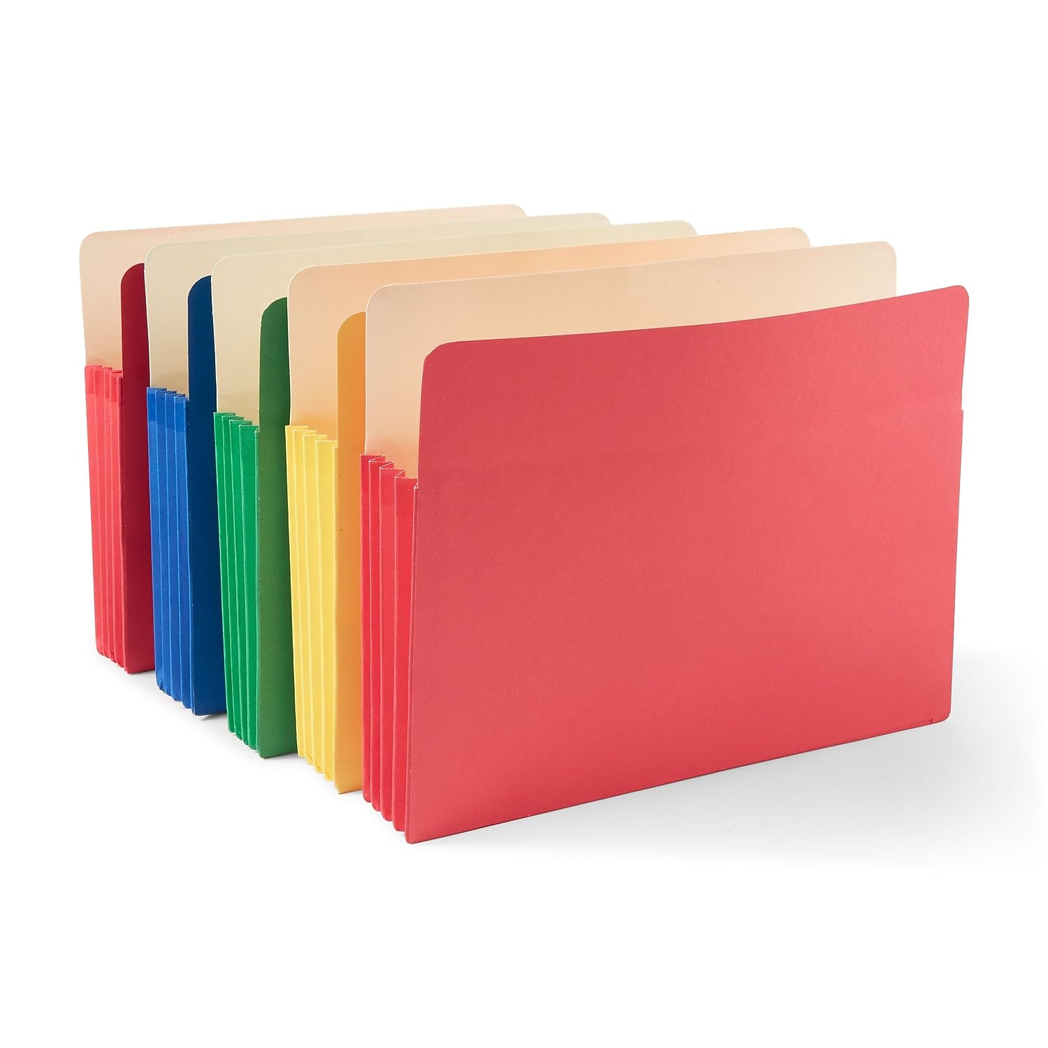 Staples 227132 3 1/2-Inch Expansion Colored File Pockets Letter Assorted 5/Pack