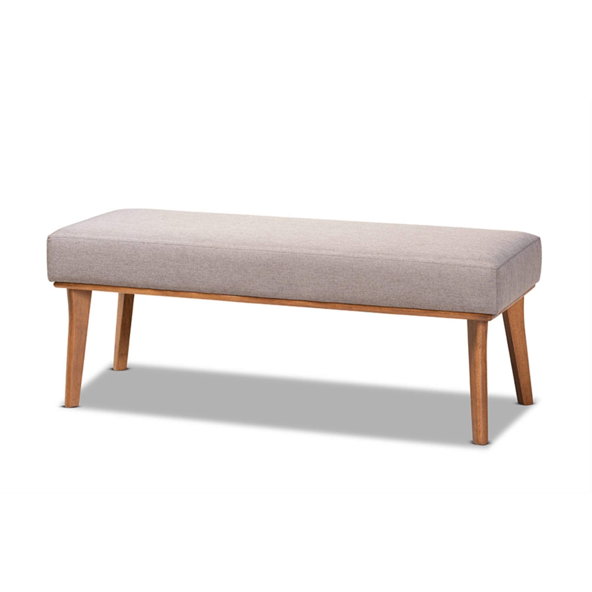 Baxton Studio Grey Fabric Upholstered and Brown Finished Wood Dining Bench