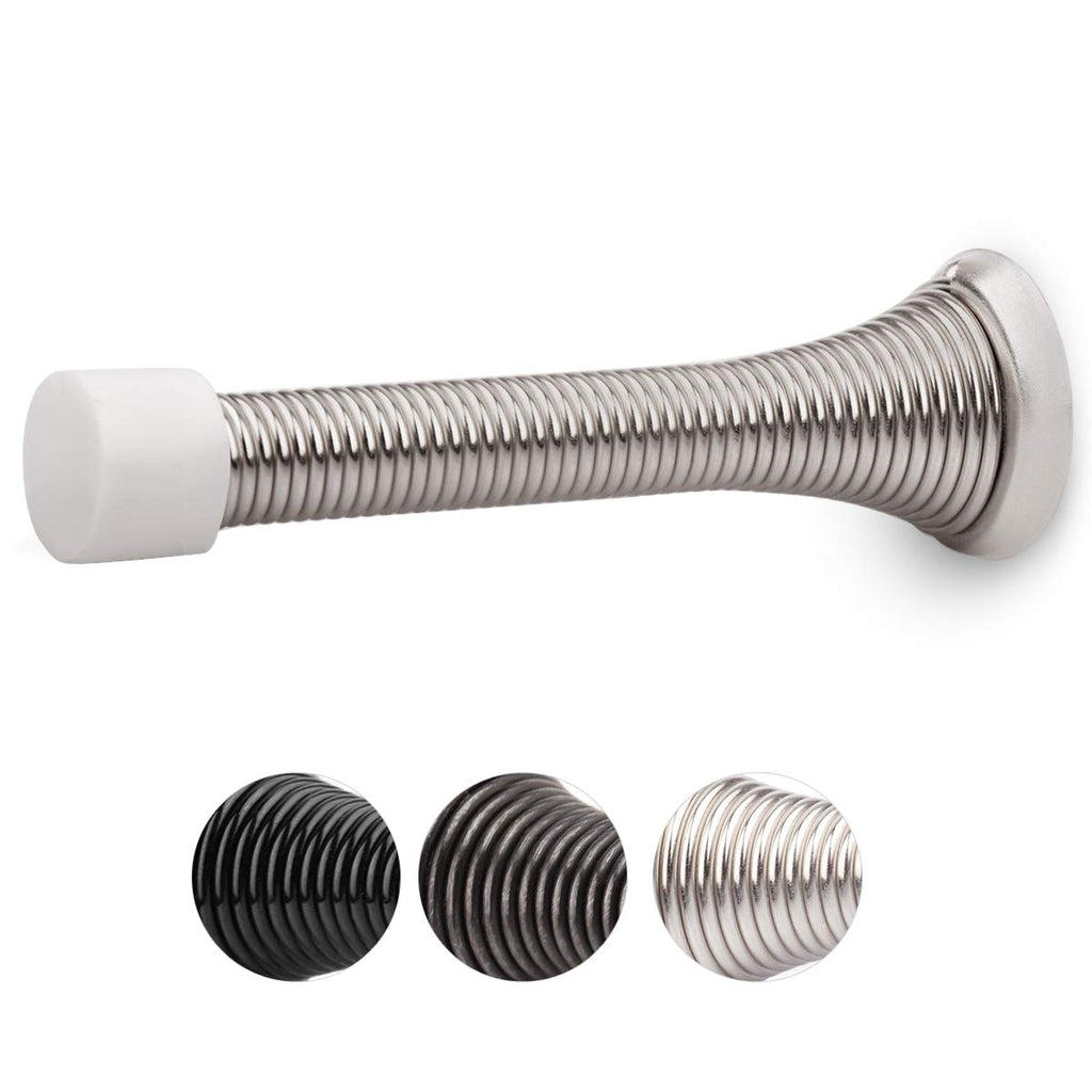 Homotek 12 Pack Spring Door Stopper With Rubber Bumper 3-1/8' Flexible Heavy Duty Wall Door Stop Low Mounted Bumper For Home (S