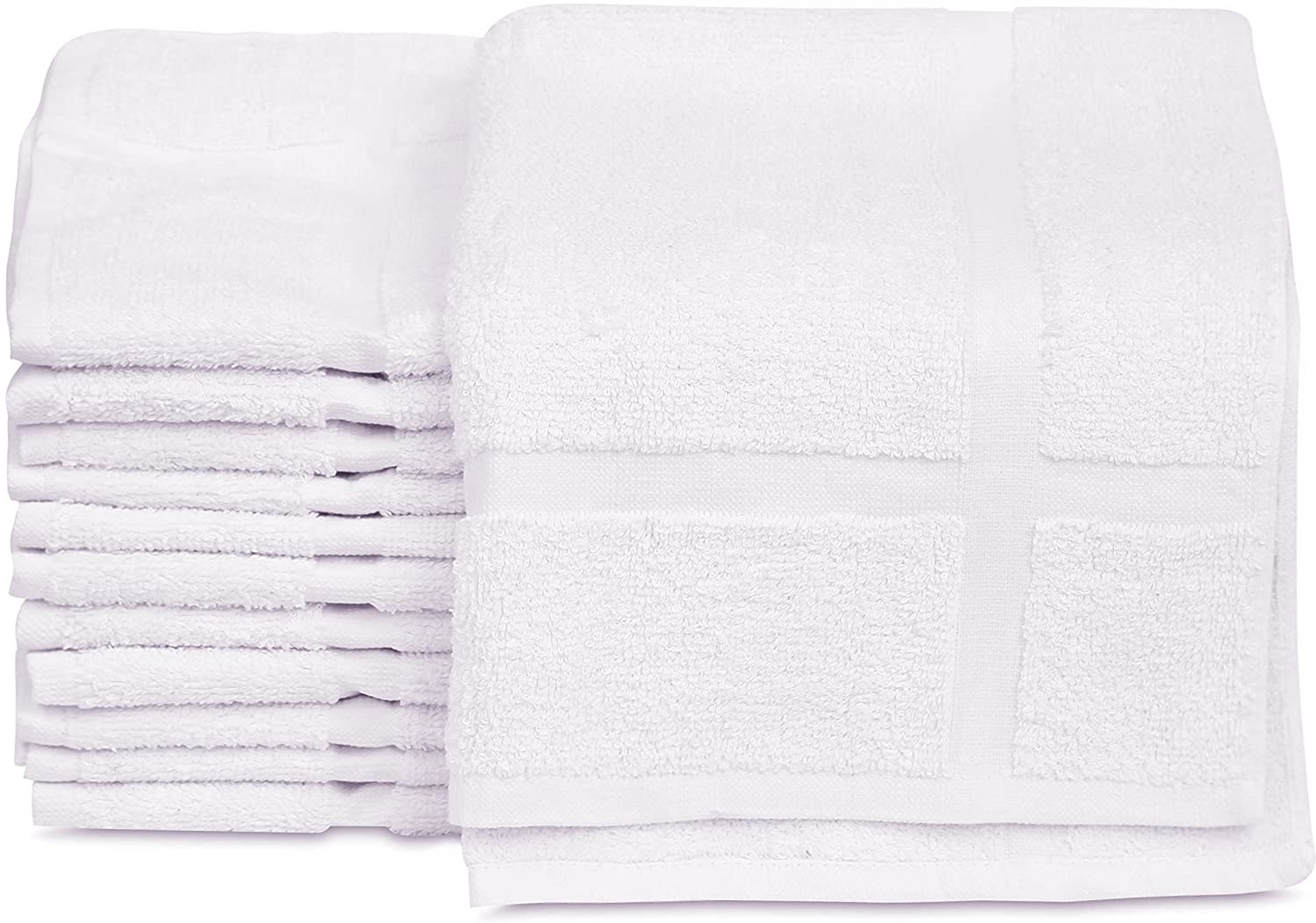 GOLD TEXTILES 12 Pack New Cotton Blend Economy White Hotel Bath Mat Towel (18x25 Inches) Light Weight Quick Drying & Machine Was